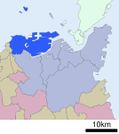 Location of Wakamatsu ward Kita-Kyushu city Fukuoka prefecture Japan